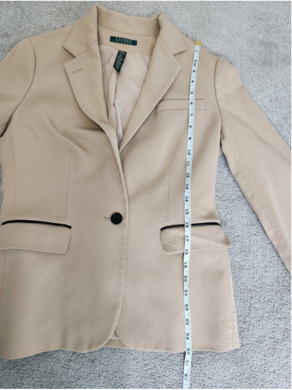 Ralph Lauren Beige Wool Blazer Suit Jacket Size 10 Preppy Heritage Professional - Picture 11 of 13